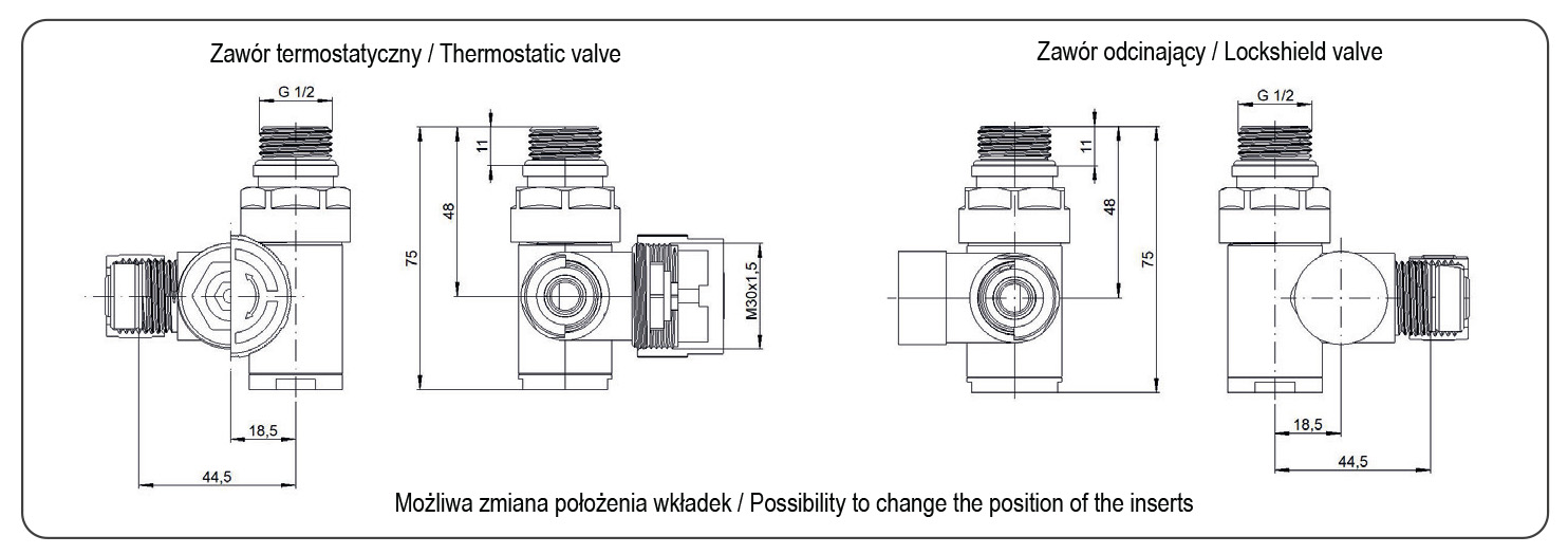 Zestaw osiowy termostatyczny