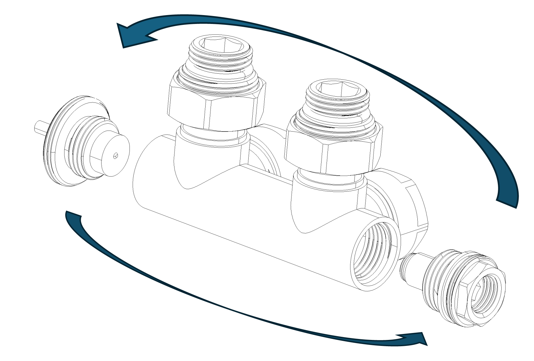 Przyłącze termostatyczne kątowe