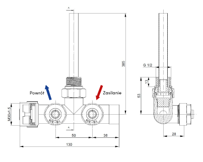 Przyłącze jednorurowe termostatyczne